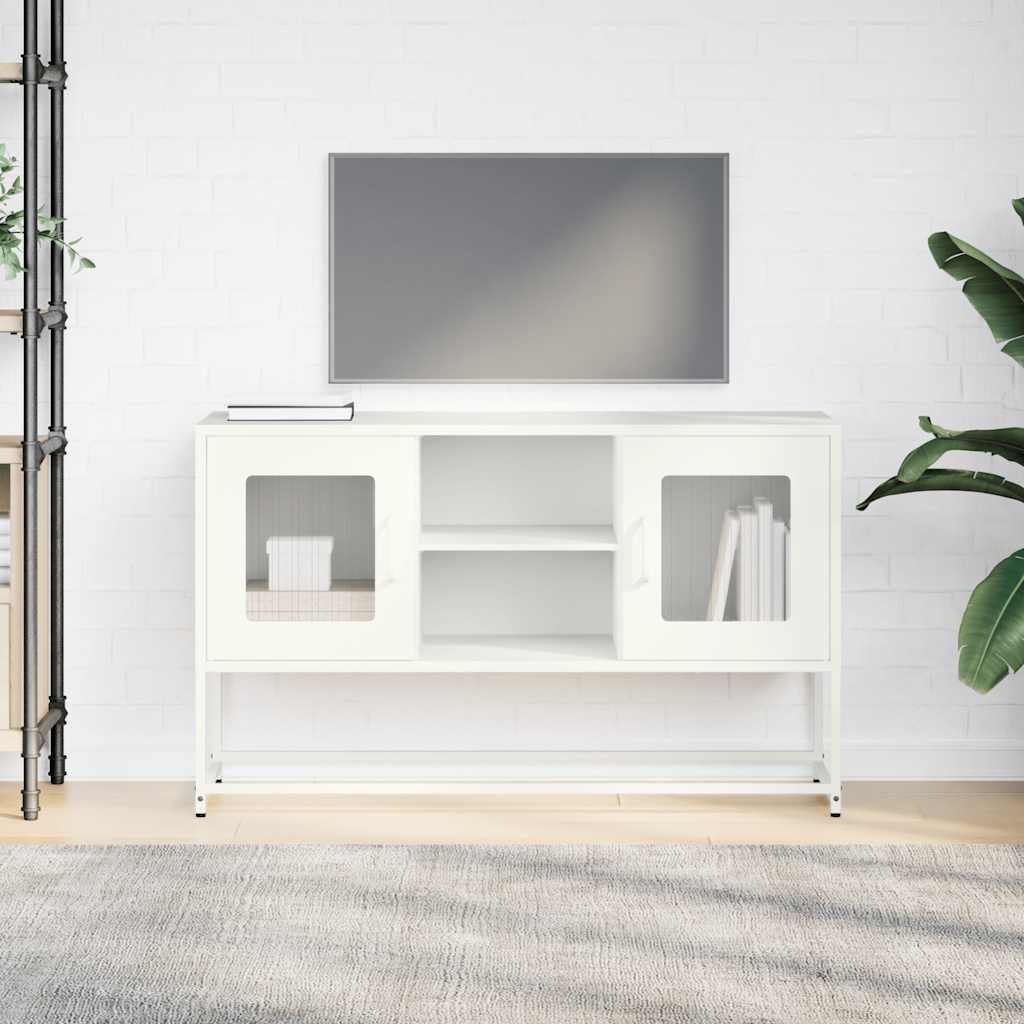 vidaXL Szafka pod telewizor, biała, 100,5x39x60,5 cm, stalowa