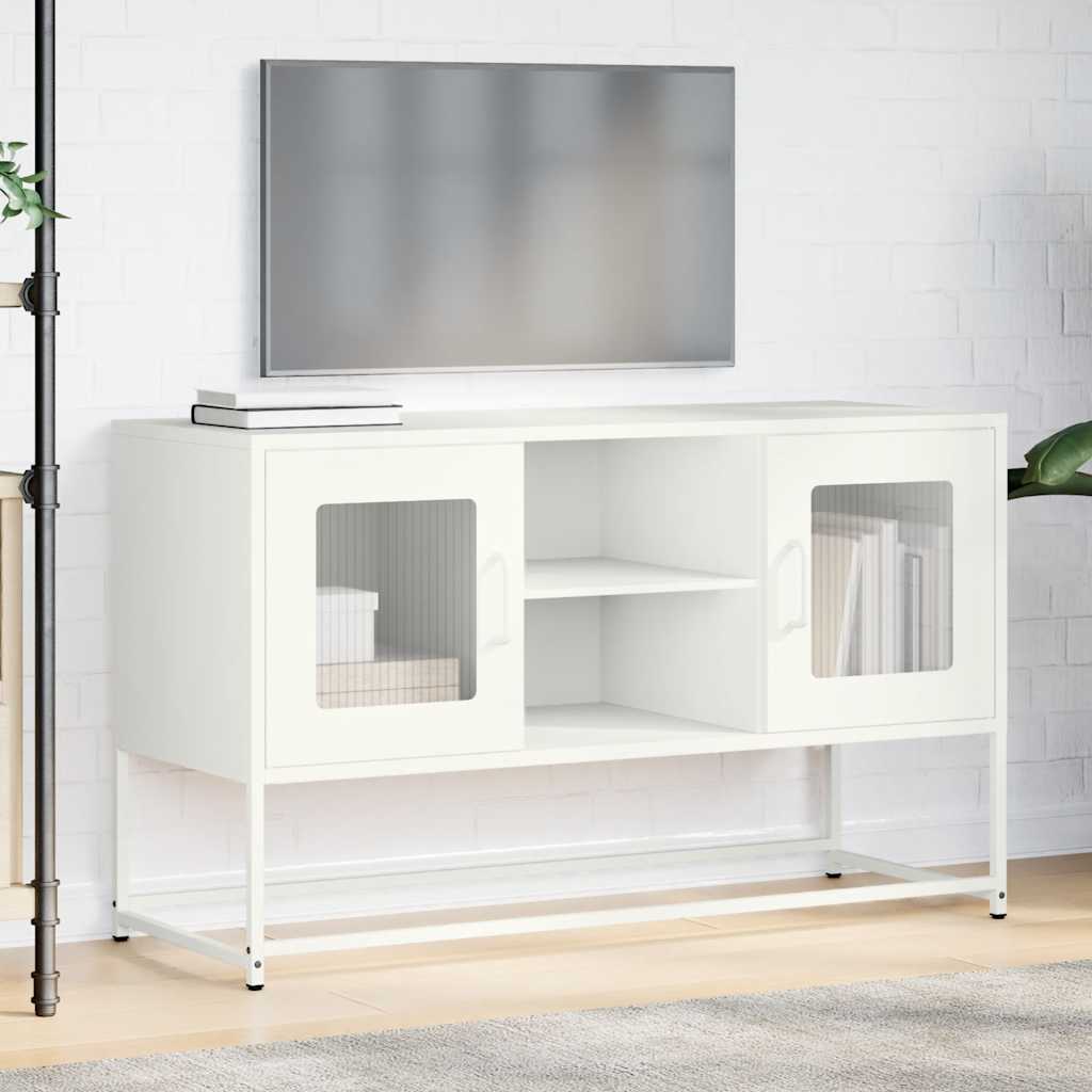 vidaXL Szafka pod telewizor, biała, 100,5x39x60,5 cm, stalowa