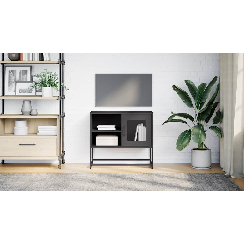 vidaXL Szafka pod telewizor, czarna, 68x39x60,5 cm, stalowa