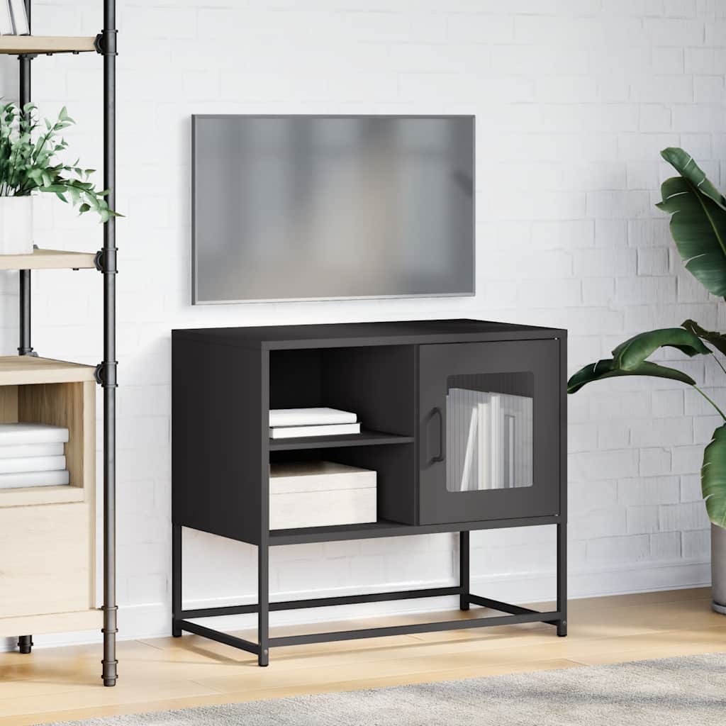 vidaXL Szafka pod telewizor, czarna, 68x39x60,5 cm, stalowa