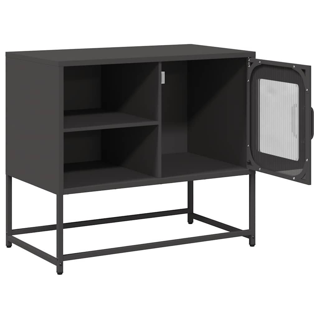 vidaXL Szafka pod telewizor, czarna, 68x39x60,5 cm, stalowa