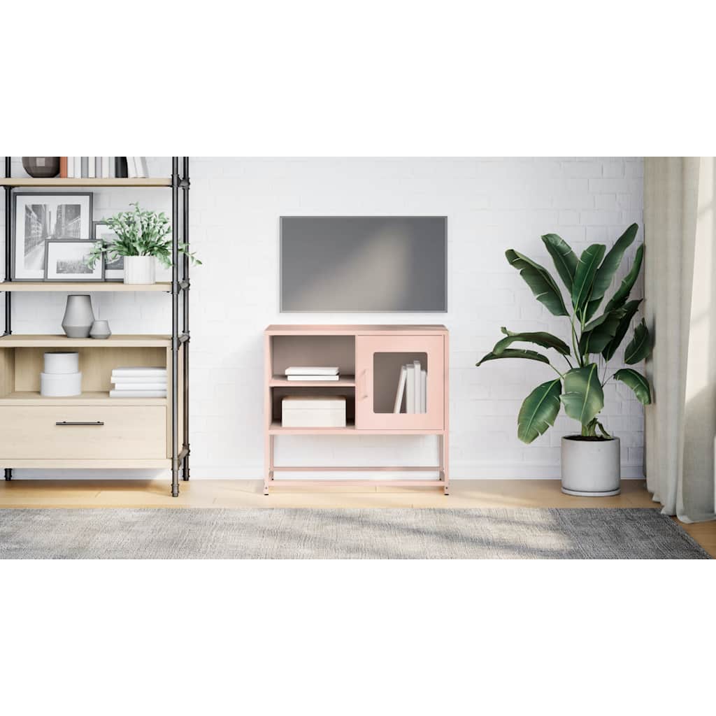 vidaXL Szafka pod telewizor, różowa, 68x39x60,5 cm, stalowa