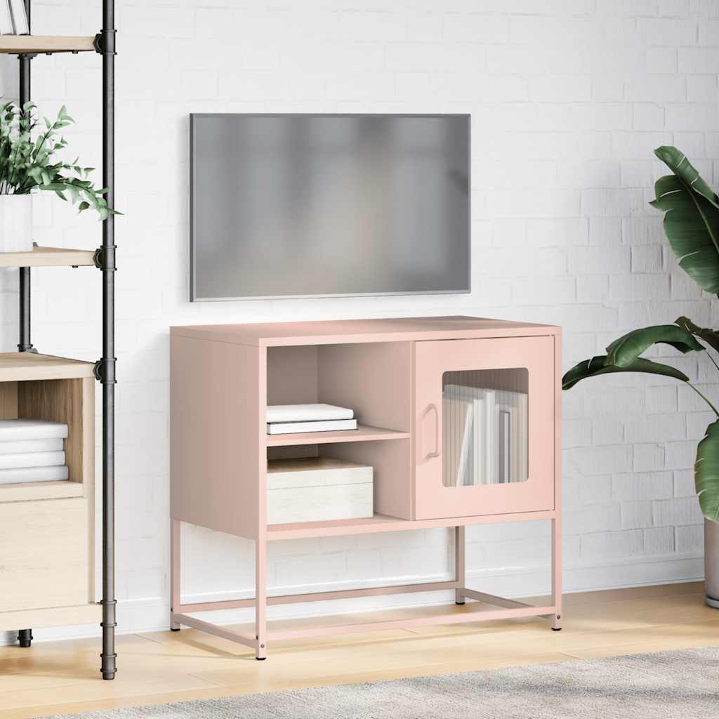 vidaXL Szafka pod telewizor, różowa, 68x39x60,5 cm, stalowa