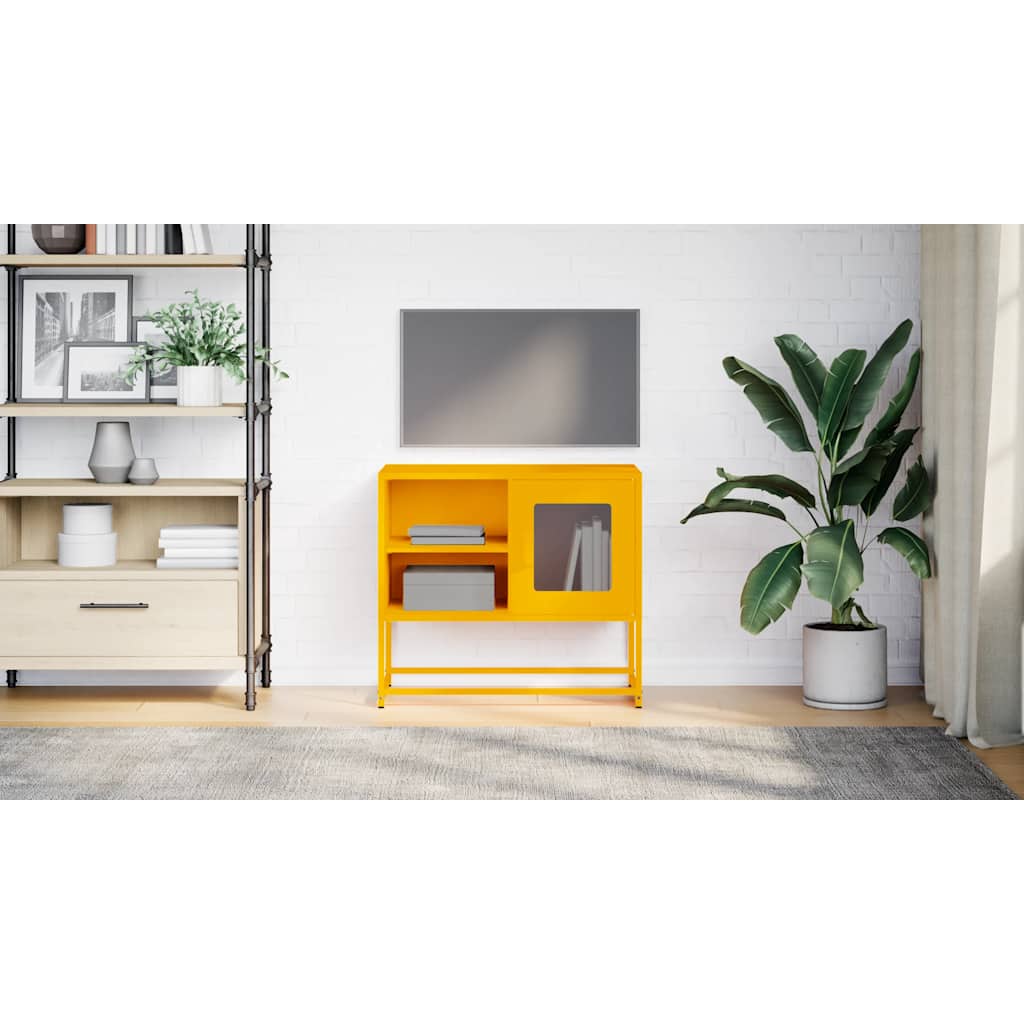 vidaXL Szafka pod telewizor, musztardowa, 68x39x60,5 cm, stalowa