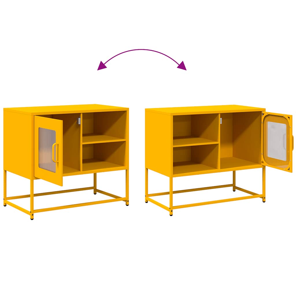 vidaXL Szafka pod telewizor, musztardowa, 68x39x60,5 cm, stalowa