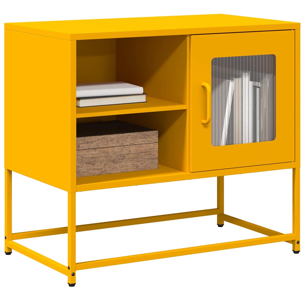 vidaXL Szafka pod telewizor, musztardowa, 68x39x60,5 cm, stalowa