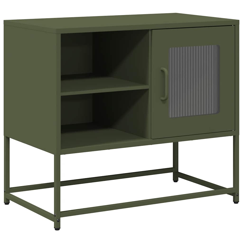 vidaXL Szafka pod telewizor, oliwkowa, 68x39x60,5 cm, stalowa