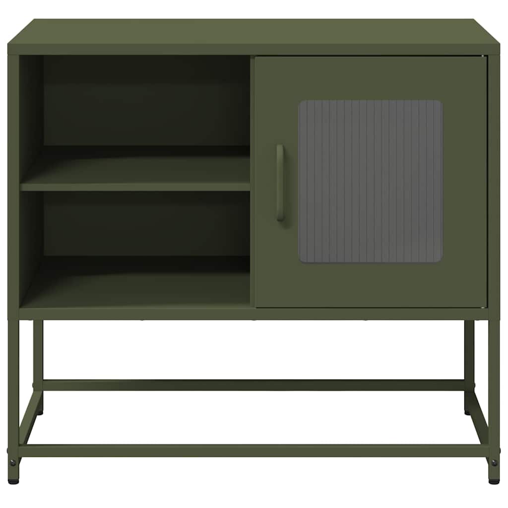 vidaXL Szafka pod telewizor, oliwkowa, 68x39x60,5 cm, stalowa