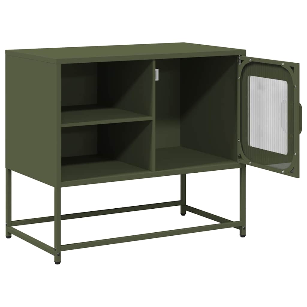 vidaXL Szafka pod telewizor, oliwkowa, 68x39x60,5 cm, stalowa