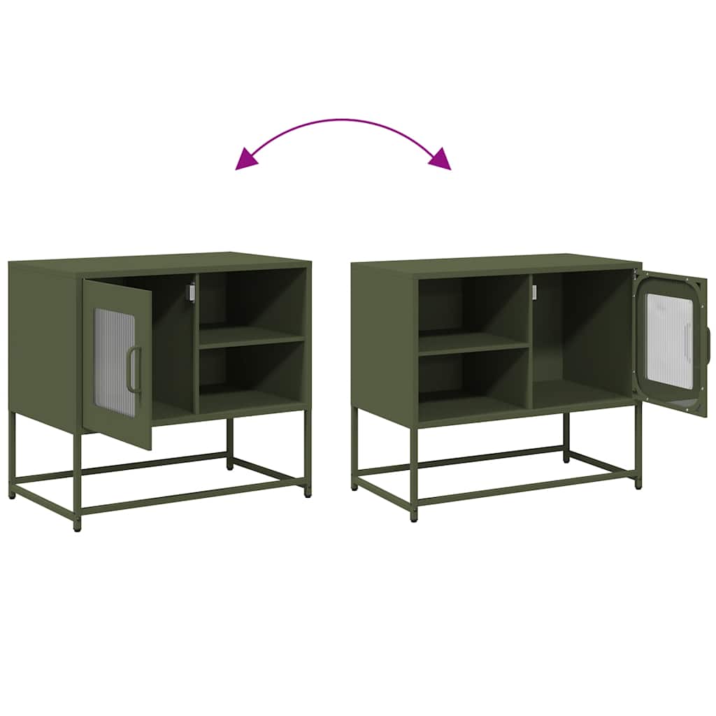 vidaXL Szafka pod telewizor, oliwkowa, 68x39x60,5 cm, stalowa