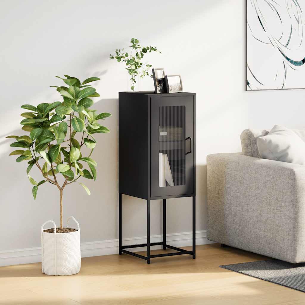 vidaXL Komoda Czarna 36x39x107 cm Stal walcowana na zimno