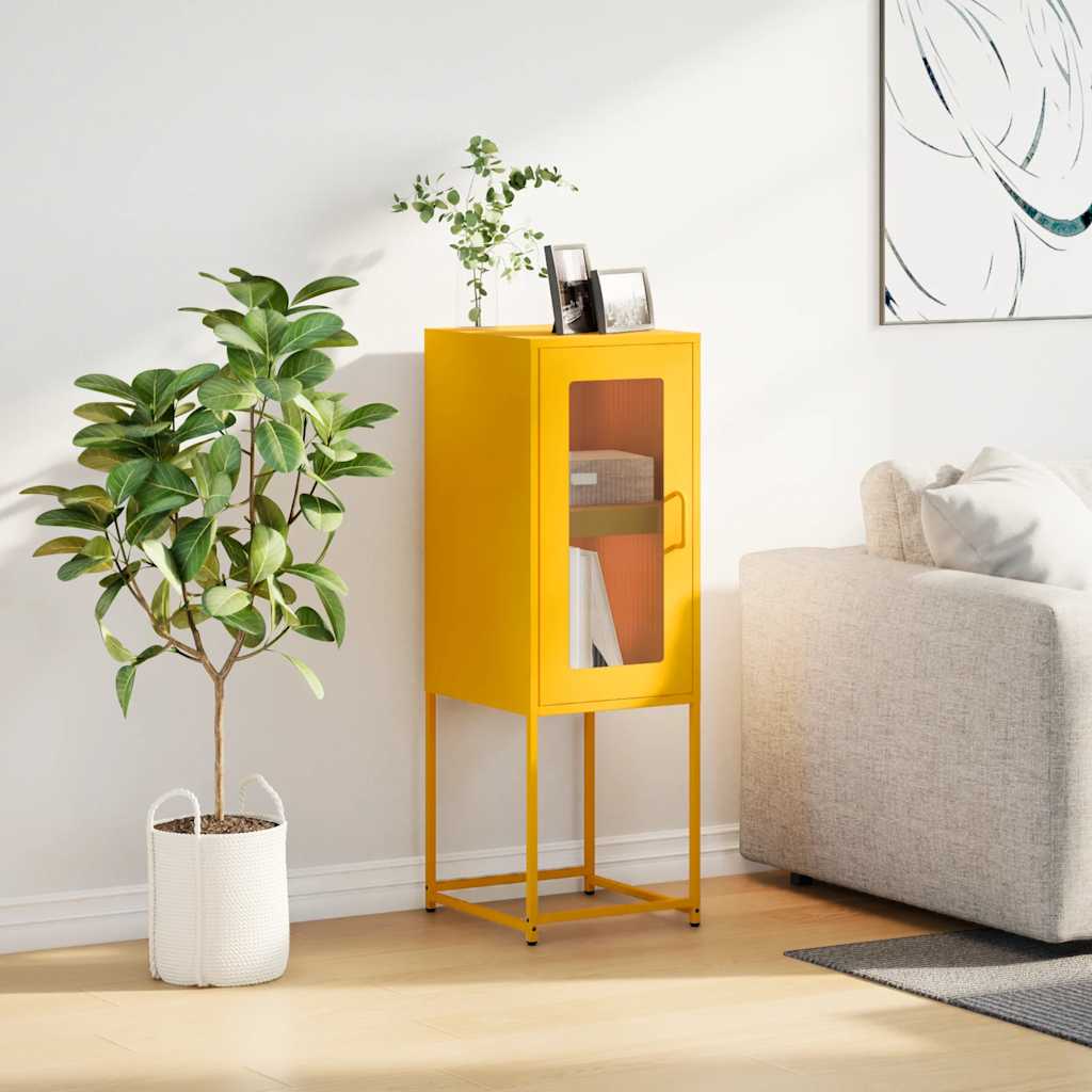 vidaXL Komoda Musztardowo-żółta 36x39x107 cm Stal walcowana na zimno