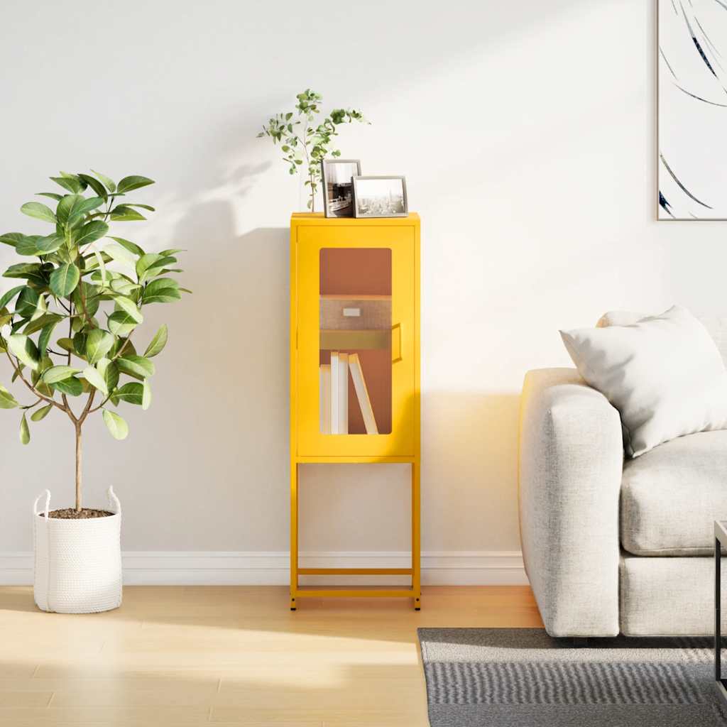 vidaXL Komoda Musztardowo-żółta 36x39x107 cm Stal walcowana na zimno