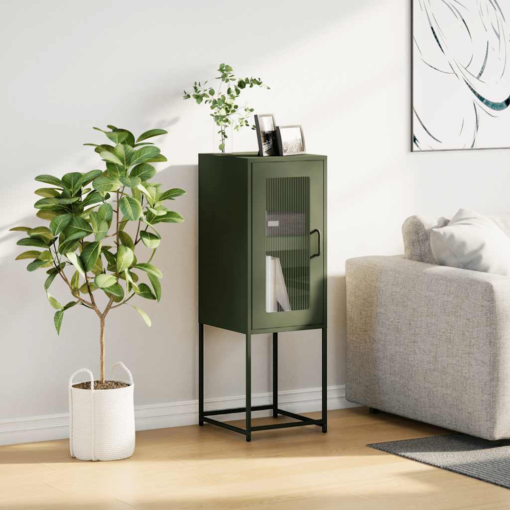 vidaXL Komoda Oliwkowo-zielona 36x39x107 cm Stal walcowana na zimno