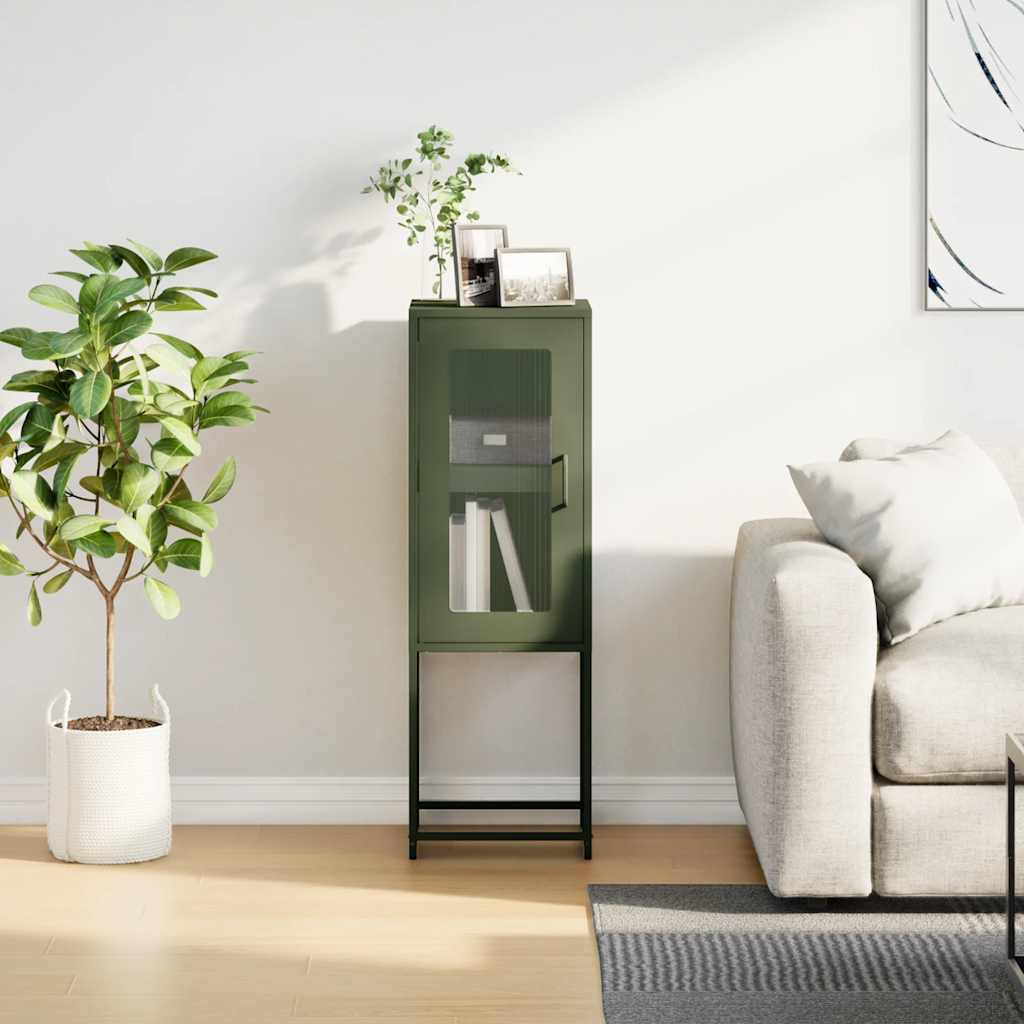 vidaXL Komoda Oliwkowo-zielona 36x39x107 cm Stal walcowana na zimno