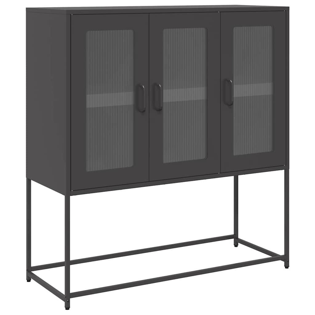 vidaXL Szafka, czarna, 100,5x39x107 cm, stal walcowana na zimno