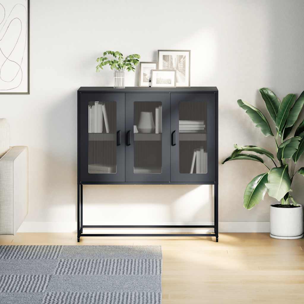 vidaXL Szafka, czarna, 100,5x39x107 cm, stal walcowana na zimno