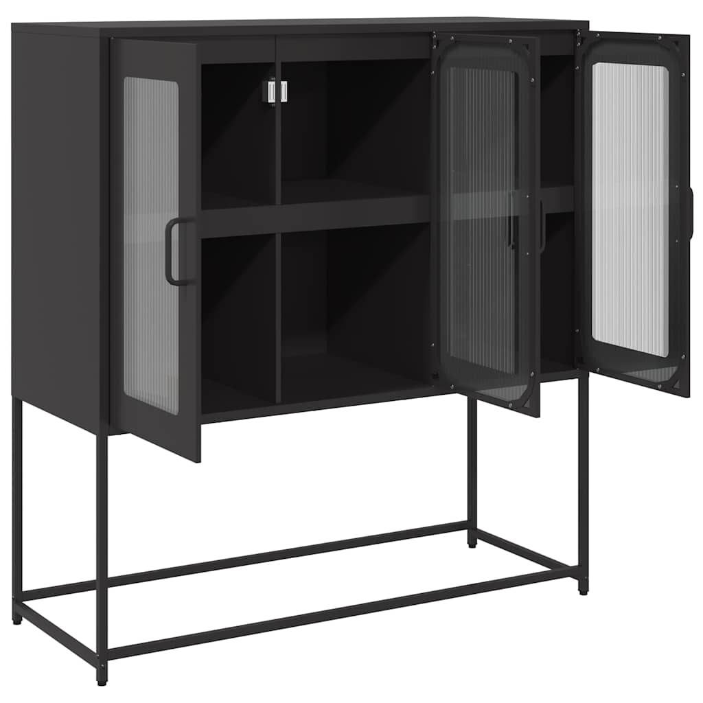 vidaXL Szafka, czarna, 100,5x39x107 cm, stal walcowana na zimno