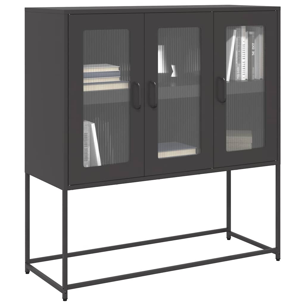 vidaXL Szafka, czarna, 100,5x39x107 cm, stal walcowana na zimno