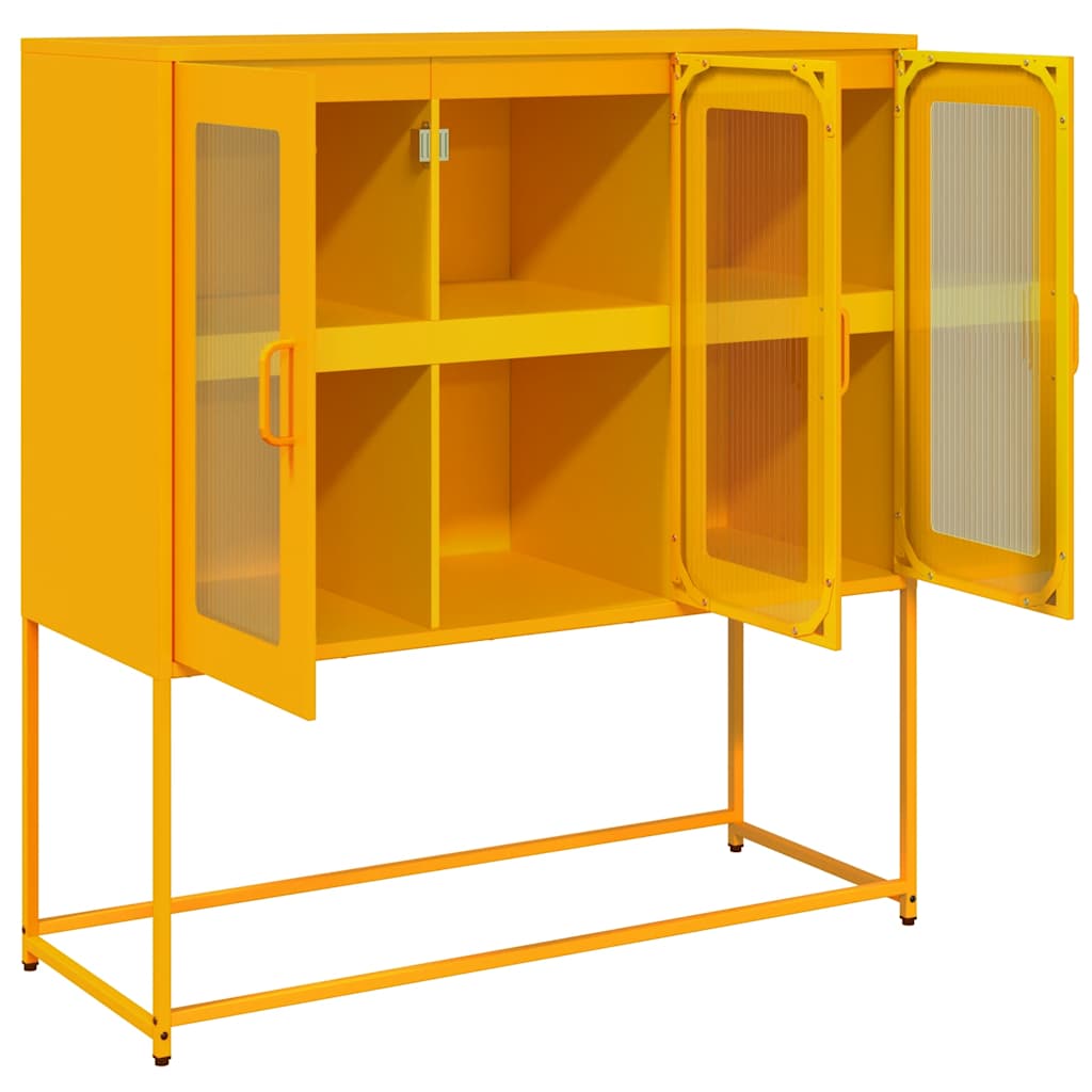 vidaXL Szafka, musztardowa, 100,5x39x107 cm, stal walcowana na zimno