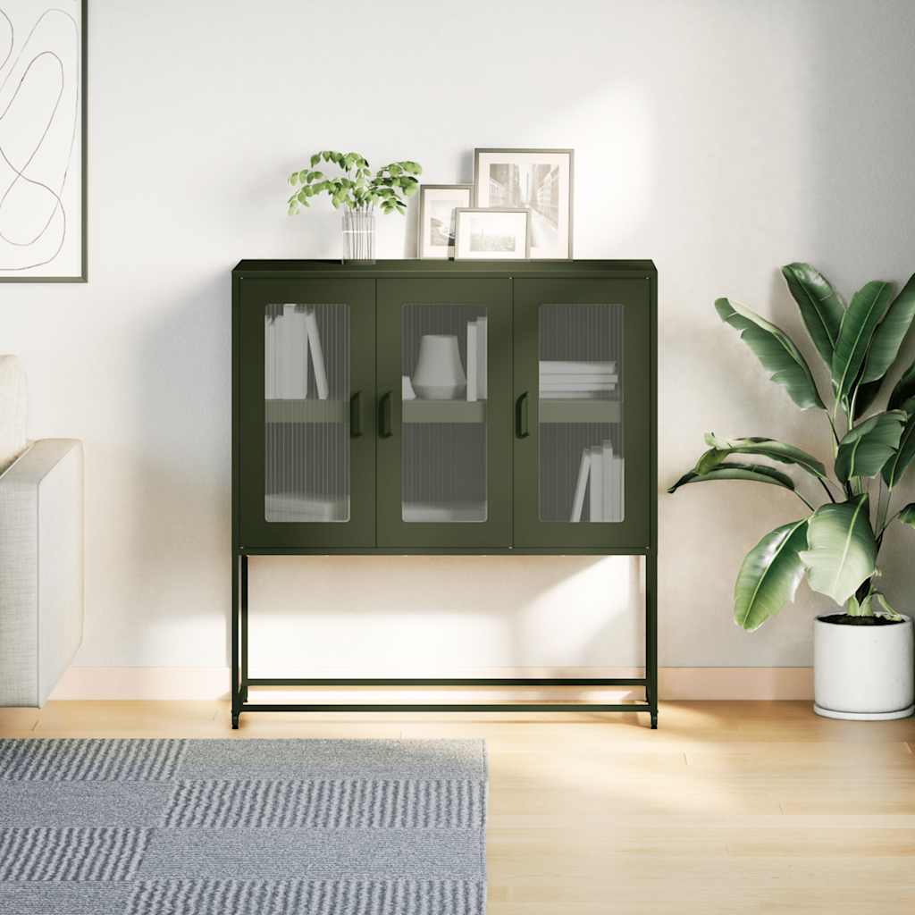 vidaXL Szafka, oliwkowa, 100,5x39x107 cm, stal walcowana na zimno
