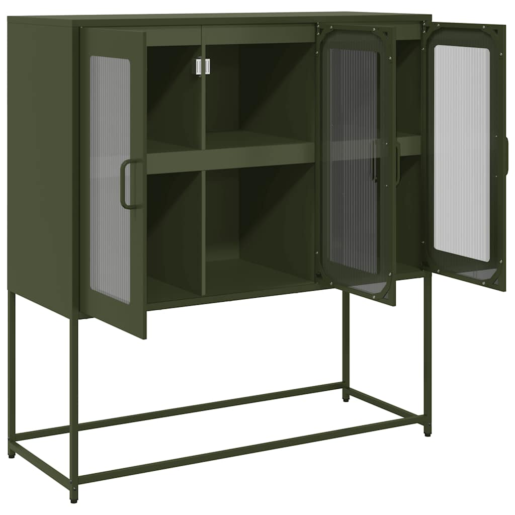 vidaXL Szafka, oliwkowa, 100,5x39x107 cm, stal walcowana na zimno