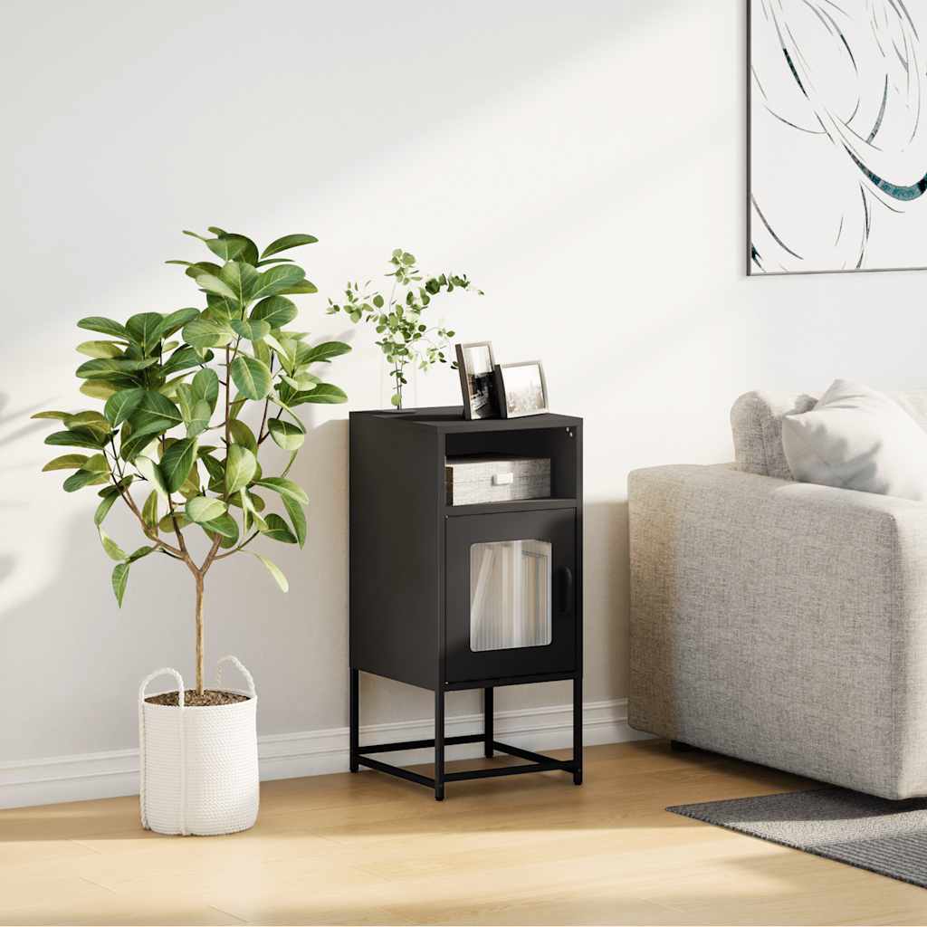 vidaXL Szafka nocna Czarna 36x39x78 cm Stal walcowana na zimno