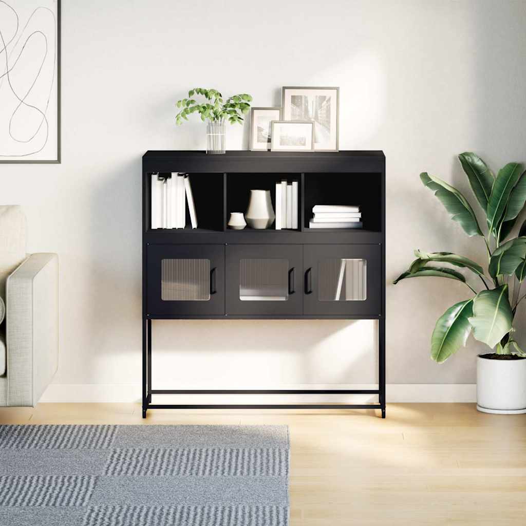 vidaXL Szafka, czarna, 100,5x39x107 cm, stal walcowana na zimno