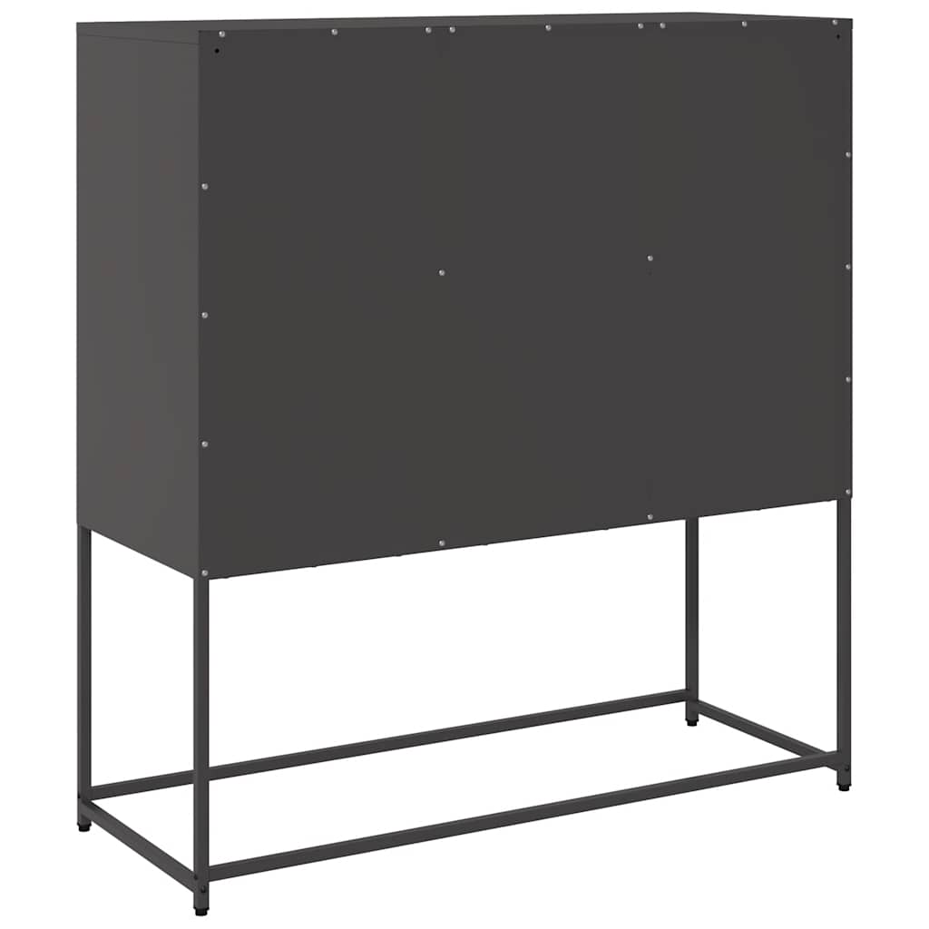 vidaXL Szafka, czarna, 100,5x39x107 cm, stal walcowana na zimno