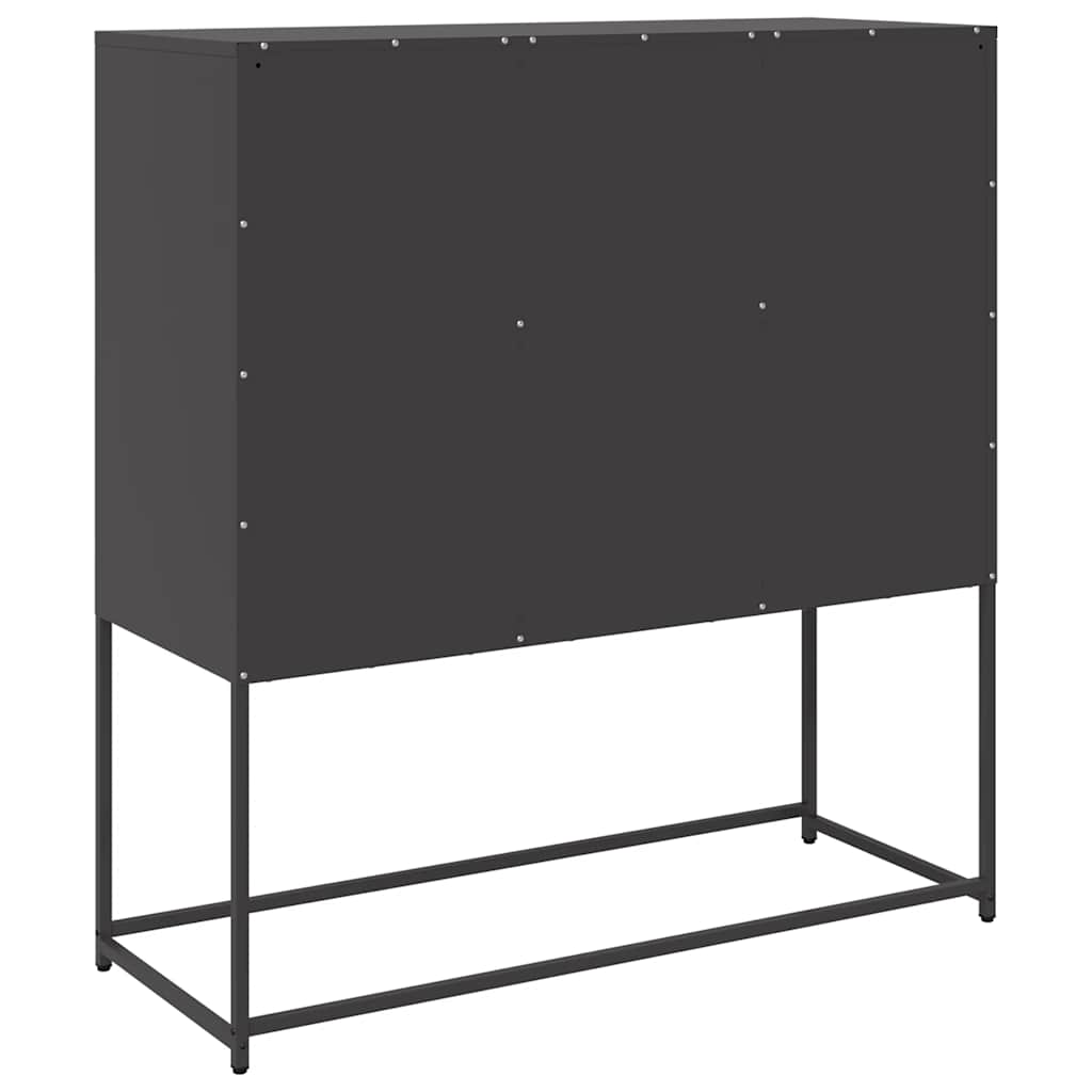 vidaXL Szafka, czarna, 100,5x39x107 cm, stal walcowana na zimno