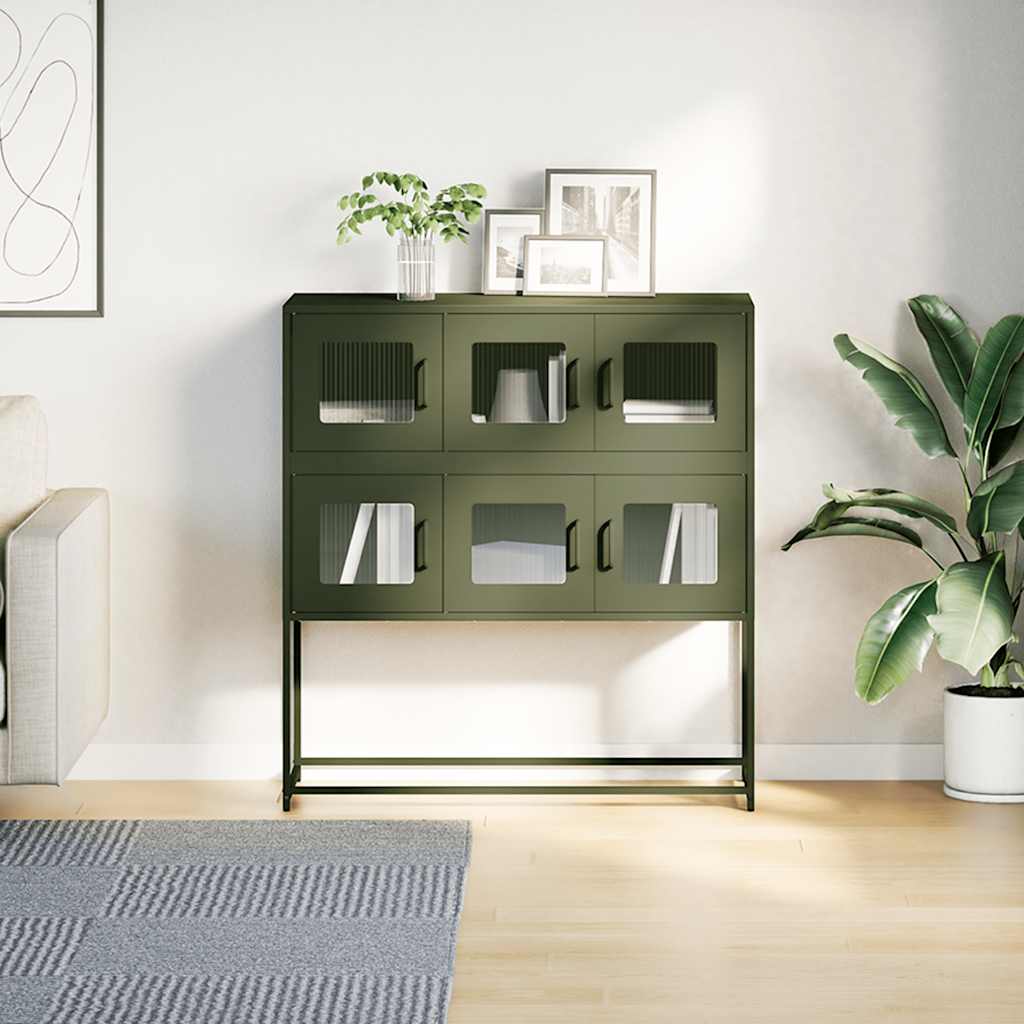 vidaXL Szafka, oliwkowa, 100,5x39x107 cm, stal walcowana na zimno