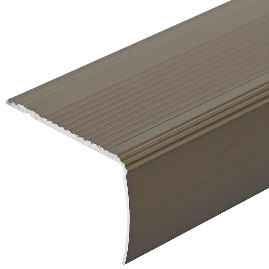 vidaXL Listwy schodowe 10 pcs Brązowy 67 x 3 x 2 cm Aluminium