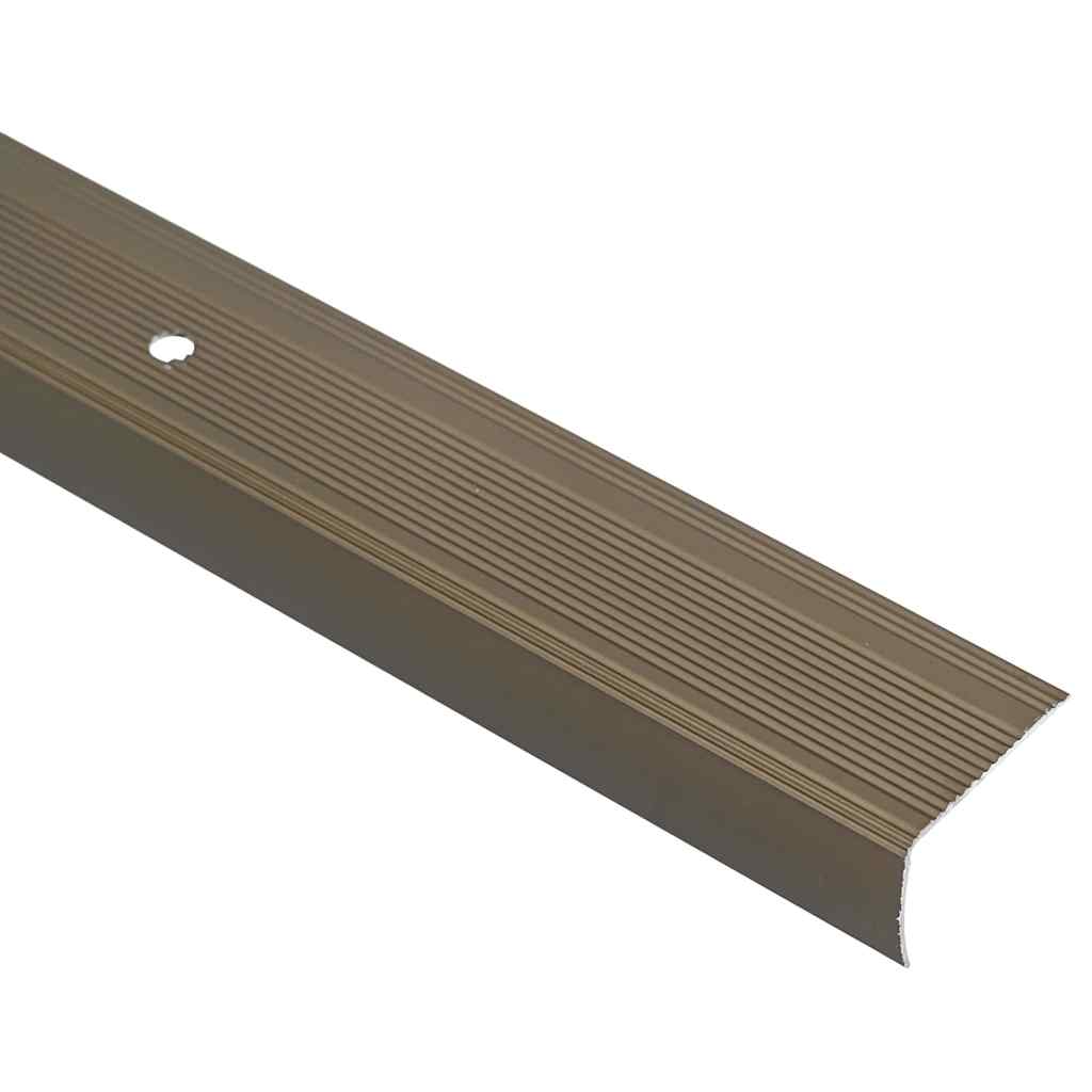 vidaXL Listwy schodowe 10 pcs Brązowy 67 x 3 x 2 cm Aluminium