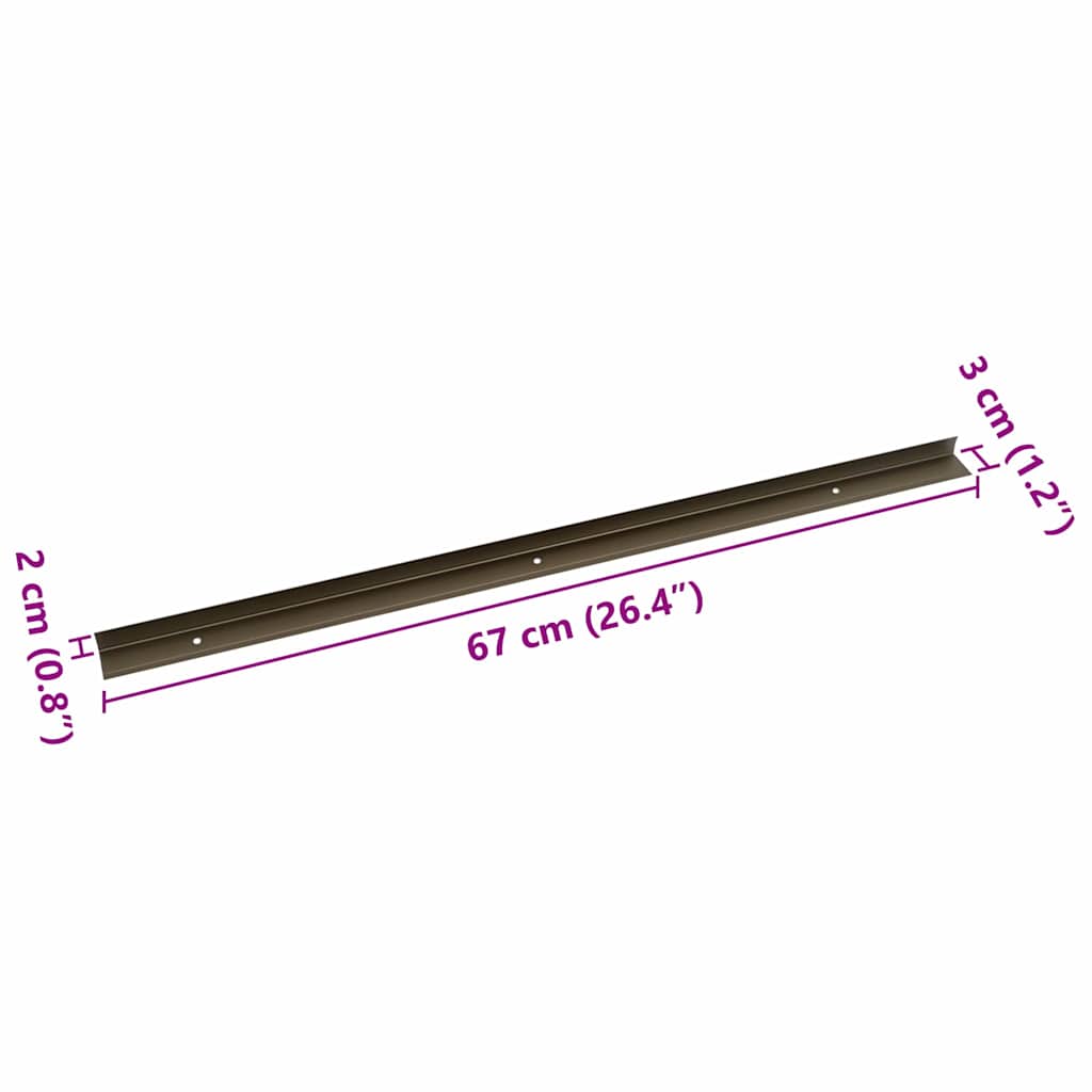 vidaXL Listwy schodowe 10 pcs Brązowy 67 x 3 x 2 cm Aluminium