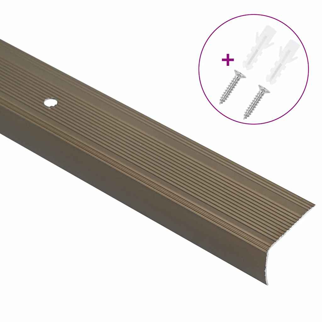 vidaXL Listwy schodowe 10 pcs Brązowy 67 x 3 x 2 cm Aluminium