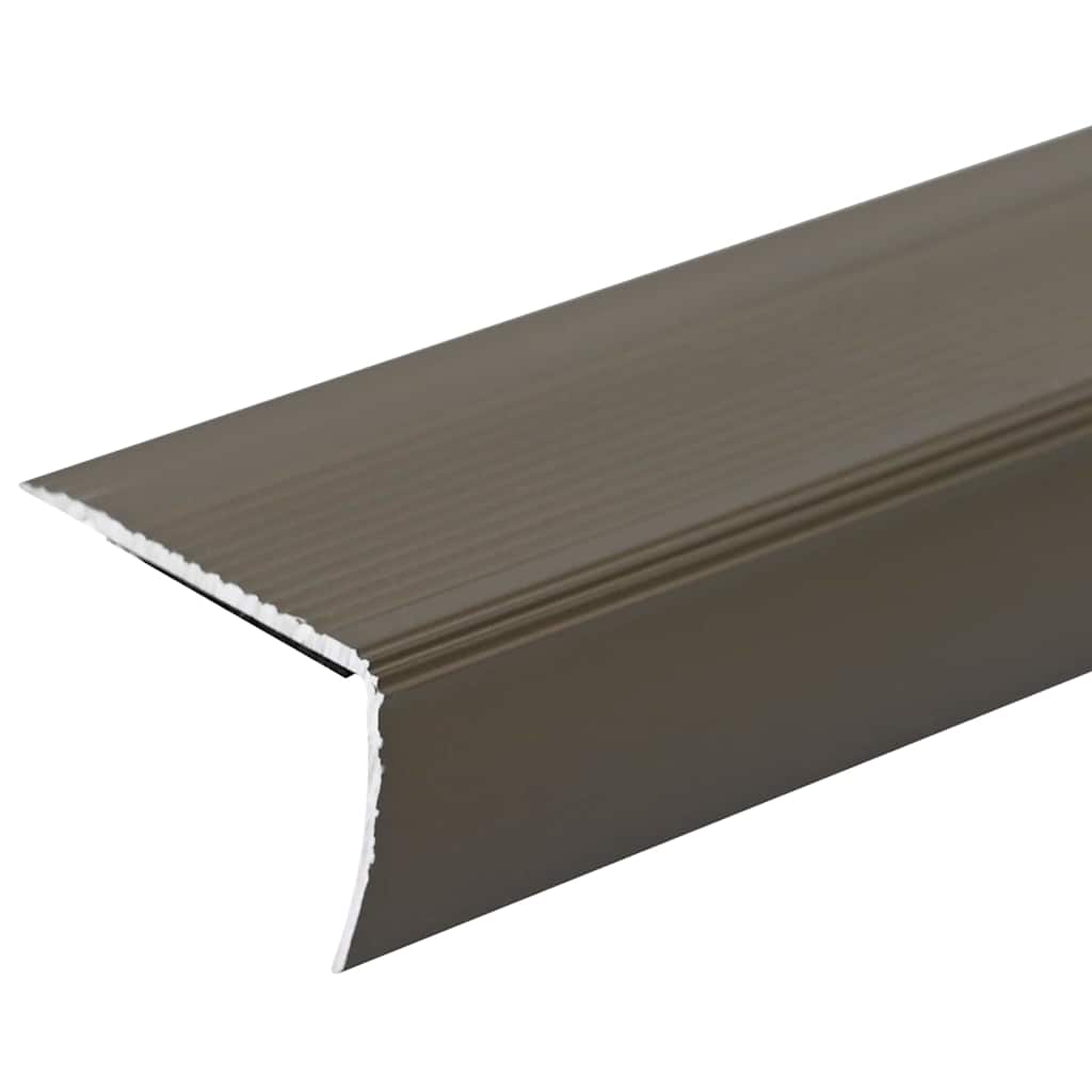 vidaXL Listwy schodowe 10 pcs Brązowy 67 x 3 x 2 cm Aluminium