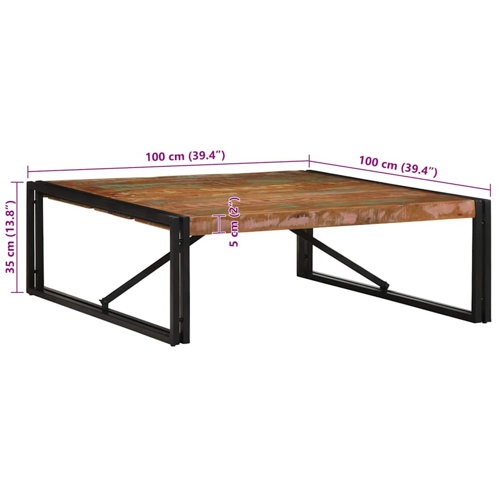 vidaXL Stolik kawowy wielokolorowy 100x100x35 cm lite drewno odzyskane