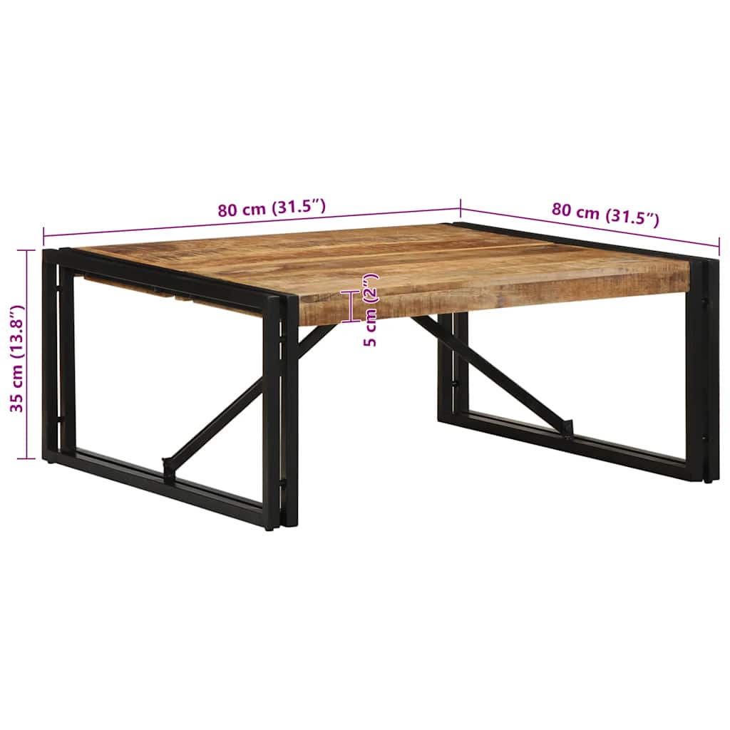 vidaXL Stolik kawowy 80x80x35 cm lite drewno surowe mango