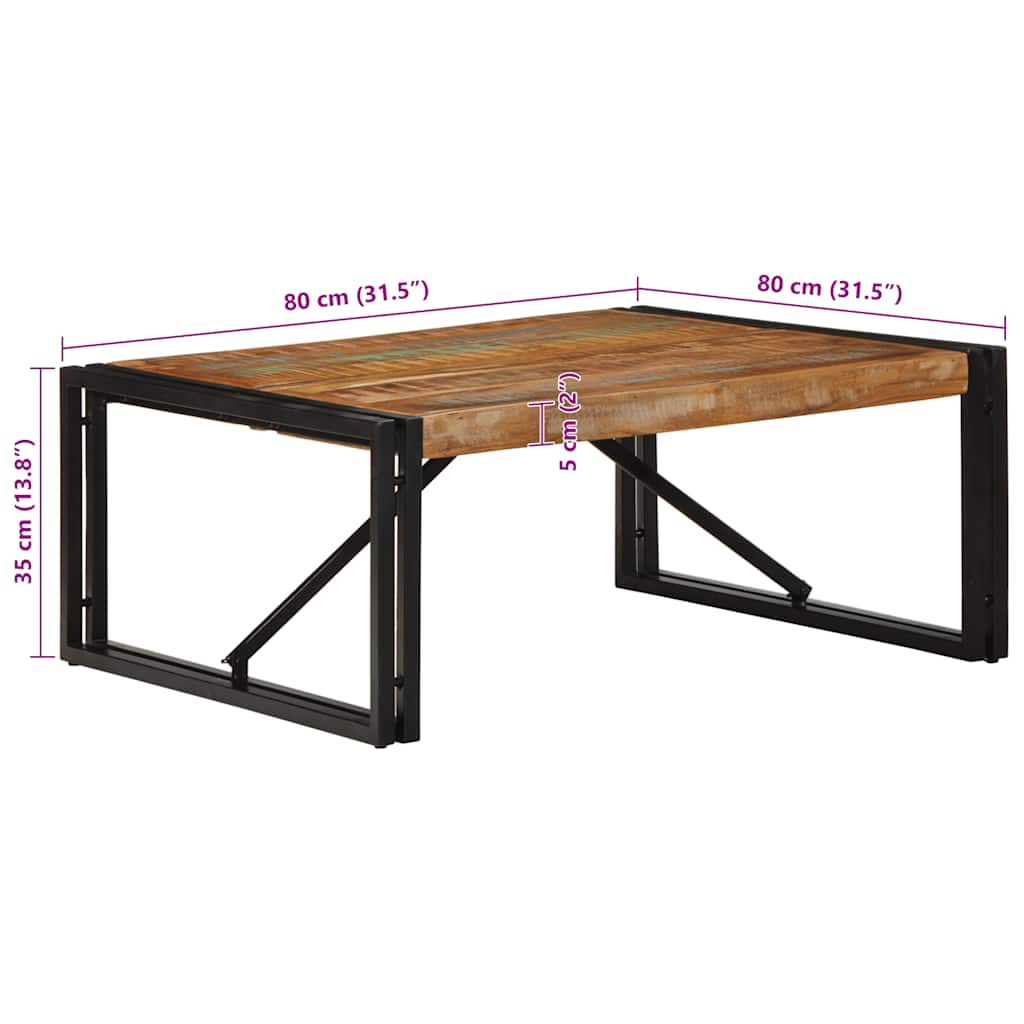 vidaXL Stolik kawowy wielokolorowy 80x80x35 cm lite drewno odzyskane
