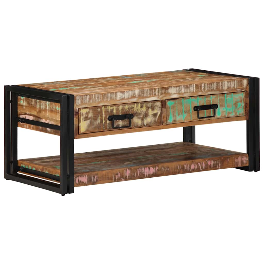 vidaXL Stolik kawowy wielokolorowy 90x50x38 cm lite drewno odzyskane