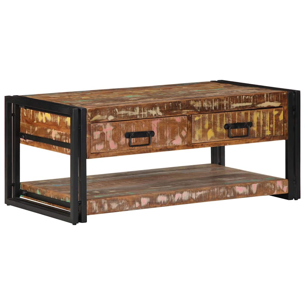 vidaXL Stolik kawowy wielokolorowy 90x50x38 cm lite drewno odzyskane