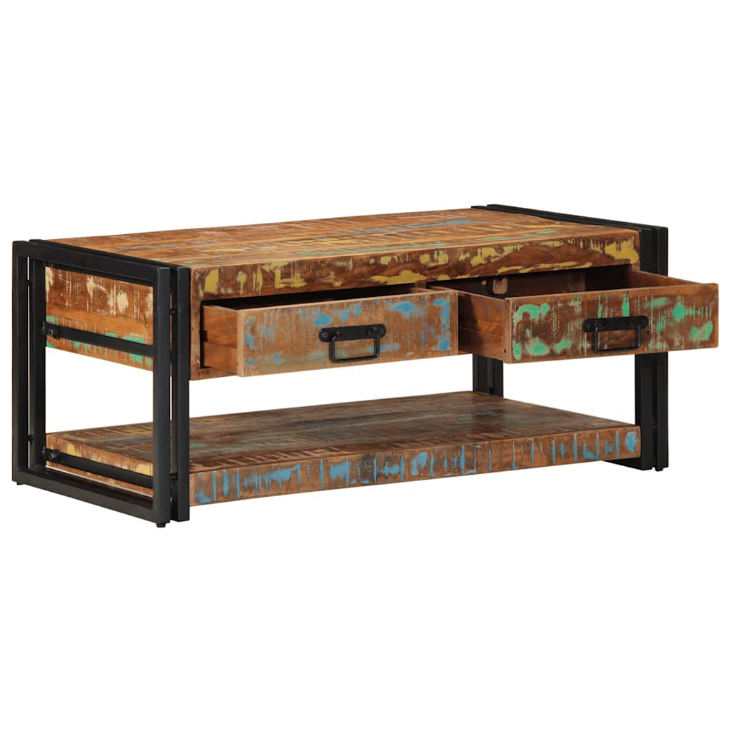 vidaXL Stolik kawowy wielokolorowy 90x50x38 cm lite drewno odzyskane