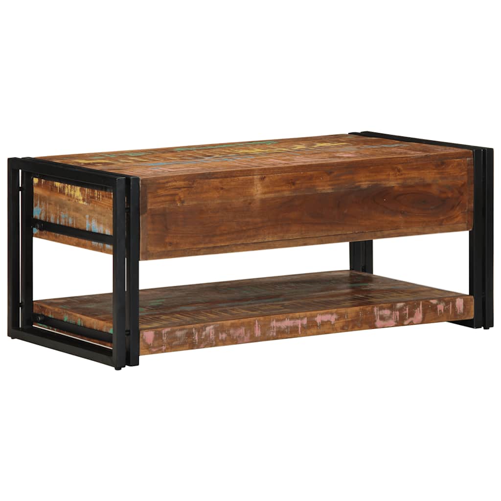vidaXL Stolik kawowy wielokolorowy 90x50x38 cm lite drewno odzyskane