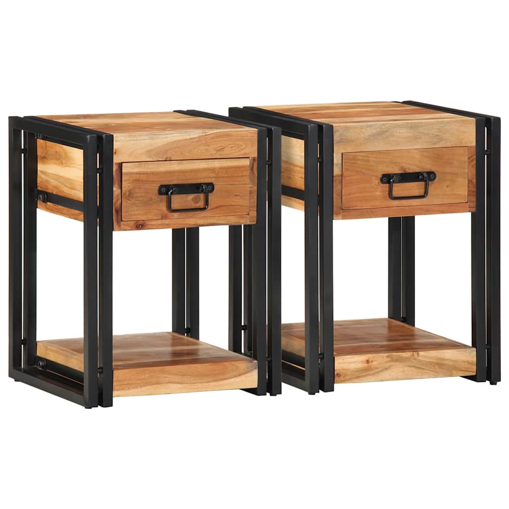 vidaXL Szafka Nocna 2 pcs Brązowy 40 x 35 x 50 cm Lite Drewno Akacji