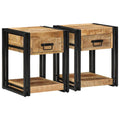 vidaXL Szafki nocne, 2 szt., 40x40x50 cm, lite drewno surowe mango
