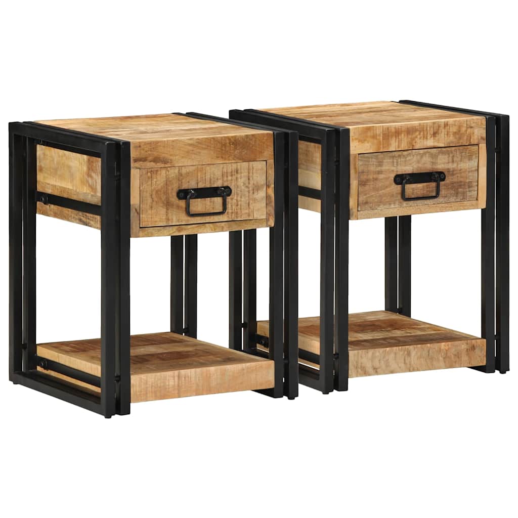 vidaXL Szafki nocne, 2 szt., 40x40x50 cm, lite drewno surowe mango