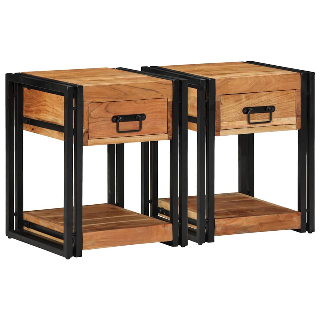 vidaXL Szafka Nocna 2 pcs Brązowy 40 x 40 x 50 cm Lite Drewno Akacji