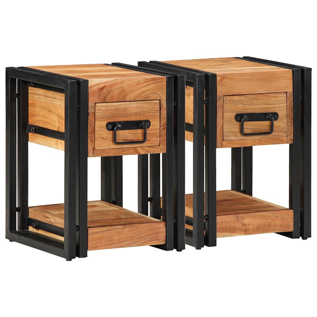 vidaXL Szafka Nocna 2 pcs Brązowy 30 x 30 x 40 cm Lite Drewno Akacji