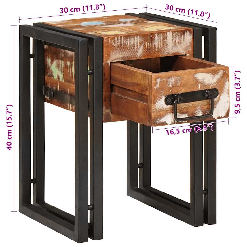 vidaXL Stolik końcowy 30 x 30 x 40 cm Lite Drewno Recyklingowe