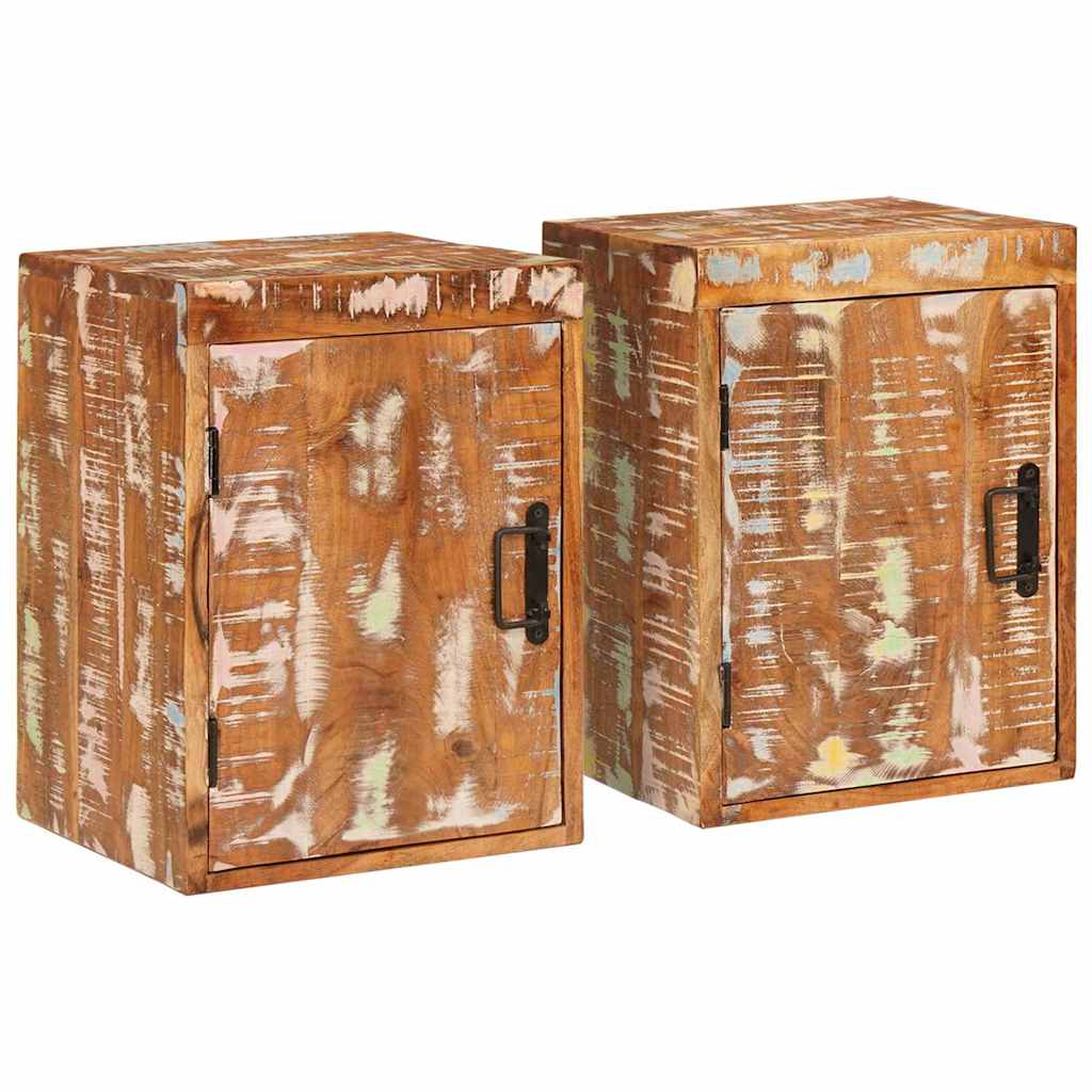 vidaXL Stolik nocny 2 pcs Brązowy Lite drewno z odzysku